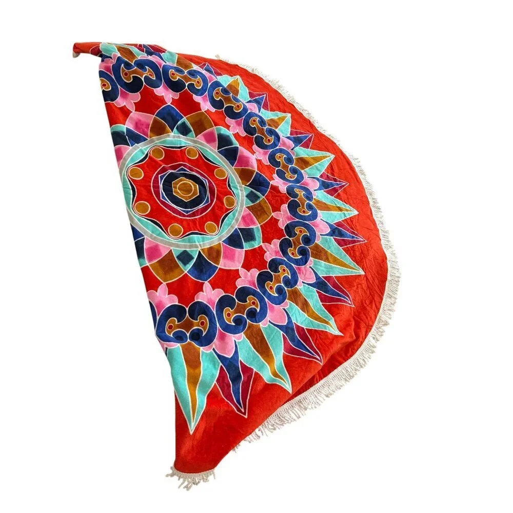 Luni Costa Rican Red Oxcart Wheel Inspired Beach Towel Cotton Yoga New